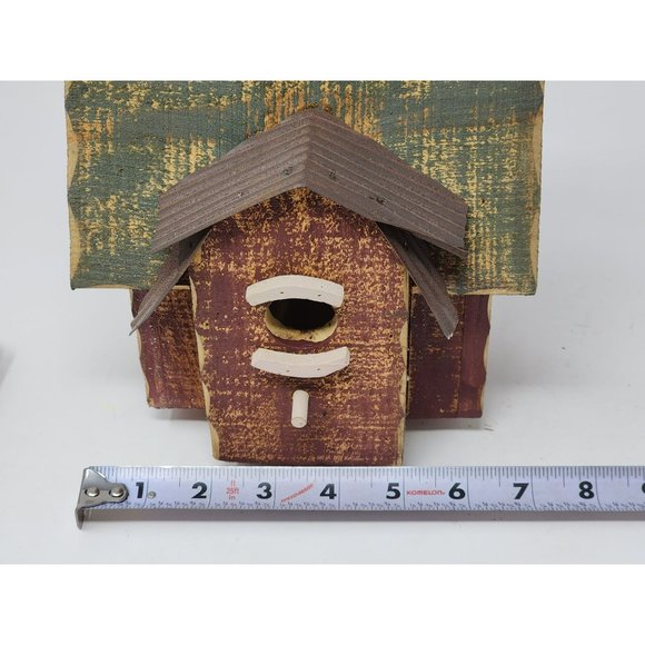 Vintage Home Interiors Wood Birdhouse On‎ A Stand Green And Brown - Picture 10 of 11